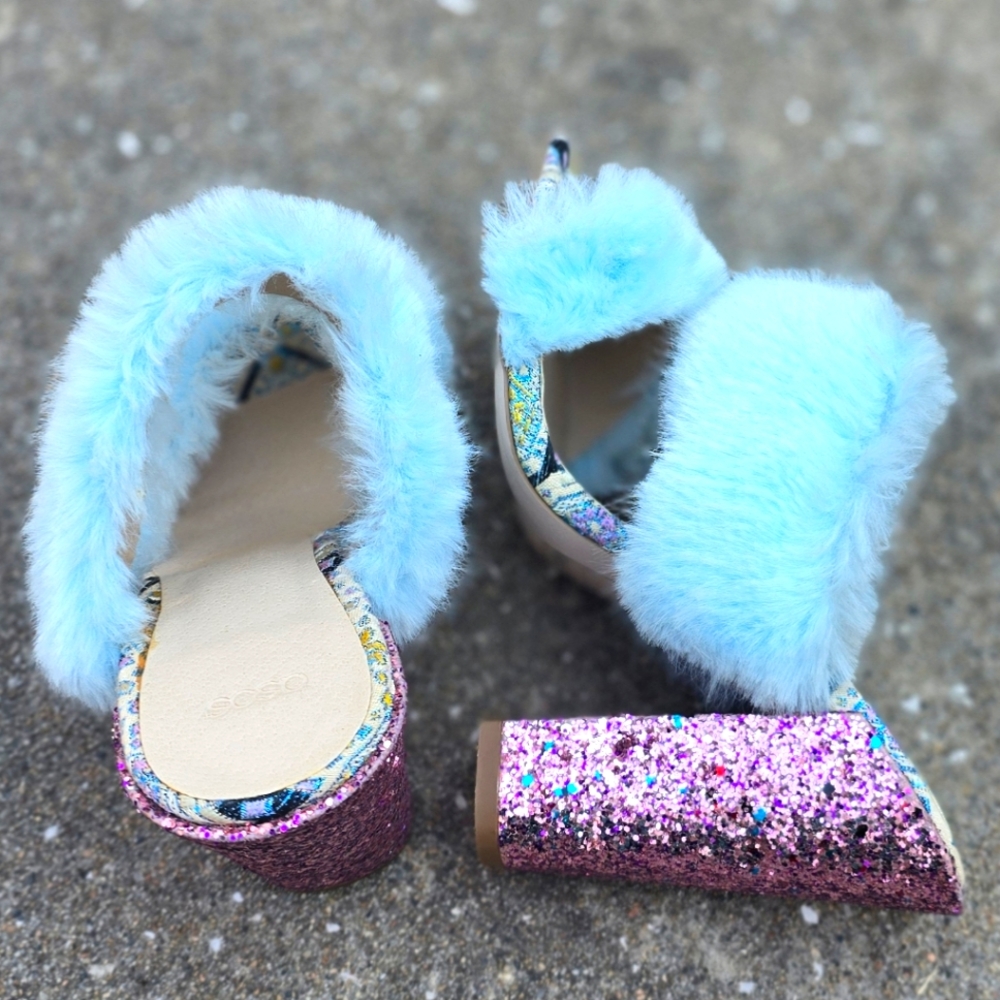 ASOS Pastel Faux Fur Heels